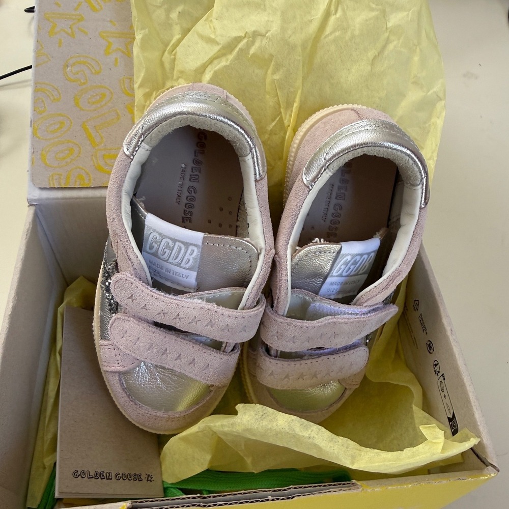 Golden Goose Pink Silver Glitter Star Toddler Leather Sneakers Low-Top NWB 7 - Picture 7 of 7